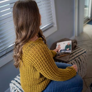 Crochet Waffle Stitch Henley Shirt Pattern: Women's Sweater (PDF Download) image 9