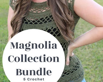 Crochet Pattern Bundle: Cardigan, Top, Bag, Scarf, Shrug Crochet Patterns, Lacy Crochet, Summer Patterns, Instant Download Pdf