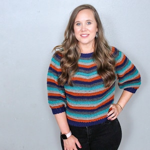 Vintage Striped Crochet Sweater Pattern: Vinnie Sweater (Instant Download)