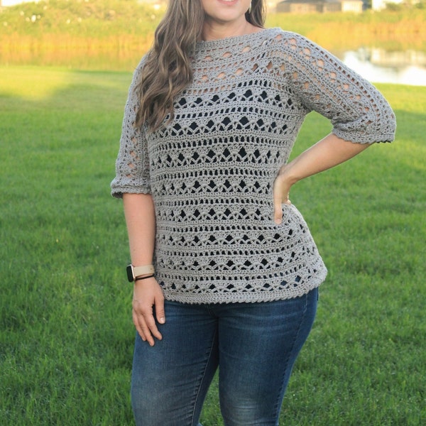 Lacy Crochet Sweater Pattern: Women's Serenity Sweater (PDF Download XS-5X)