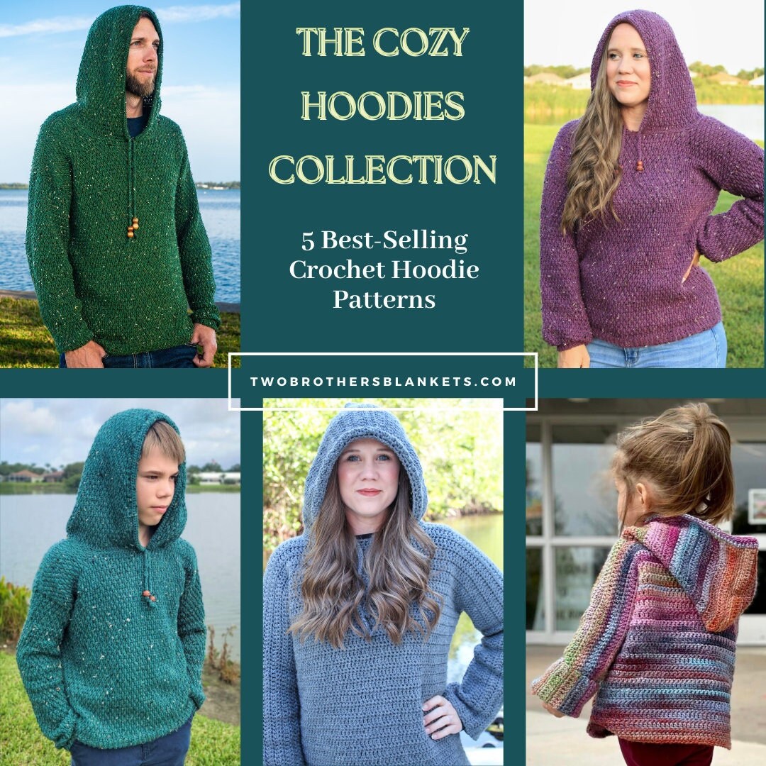 Crochet Hoodie Pattern Collection: Men's, Women's & Children's Sizes ...