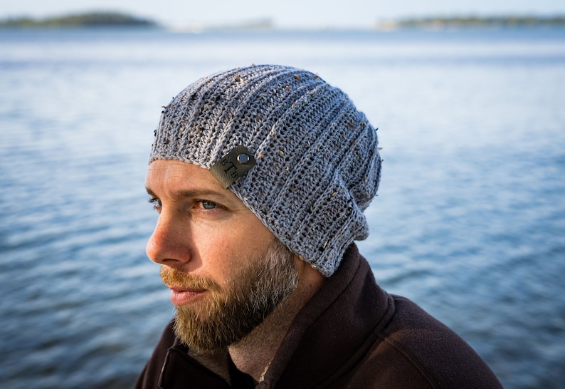 Men's Crochet Hat Pattern, Crochet Beanie Pattern, Maxwell Beanie, Instant Download image 1