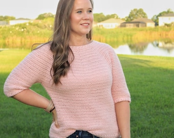 Crochet Sweater Pattern, Women's Crochet Top, Lightweight Sweater for Spring and Fall, Instant Download PDF