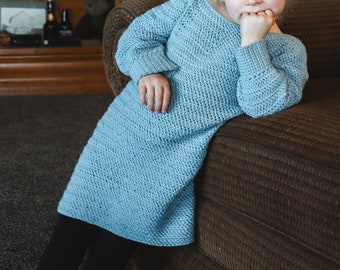 Crochet Sweater Dress, Children's Sizes, Delaney Sweater Dress, Instant Download