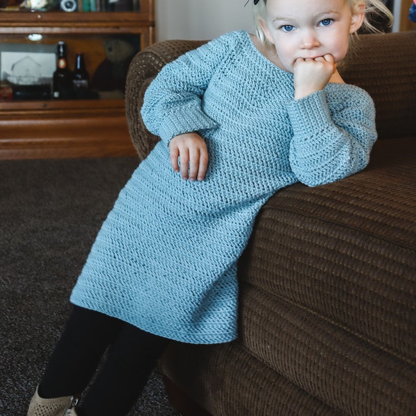 Crochet Sweater Dress, Children's Sizes, Delaney Sweater Dress, Instant Download