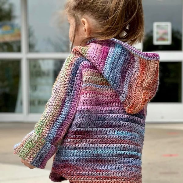 Children's Crochet Hoodie Pattern, Sizes 2-16 (PDF Pattern)