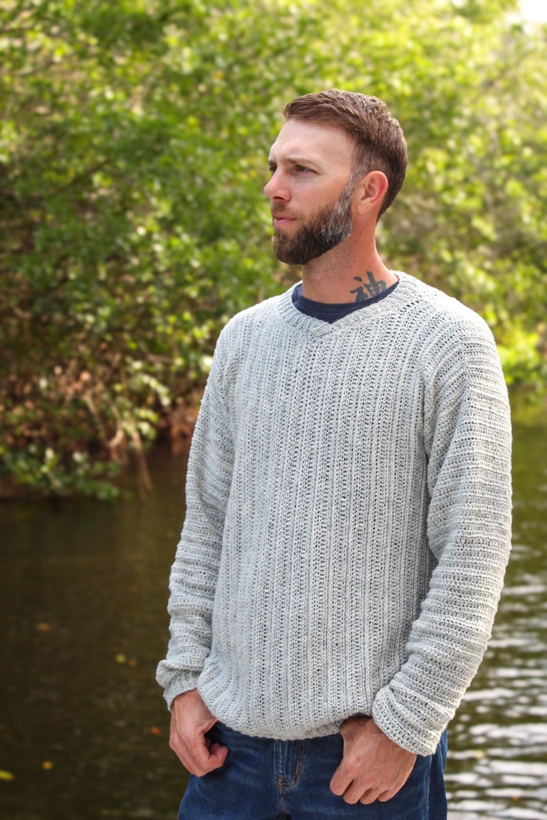 Men's Crochet Sweater Pattern, Maxwell Sweater, Instant Download image 1