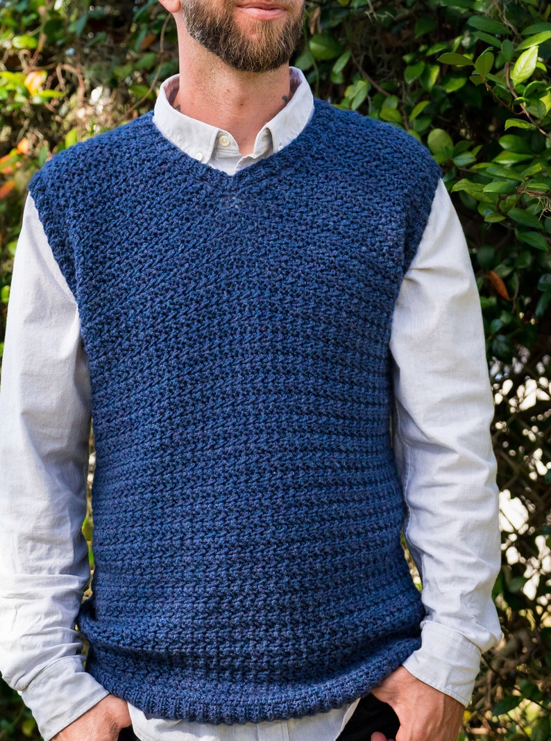 Men's Crochet Sweater Vest Pattern, Sylas Sweater Vest, Instant Download image 2