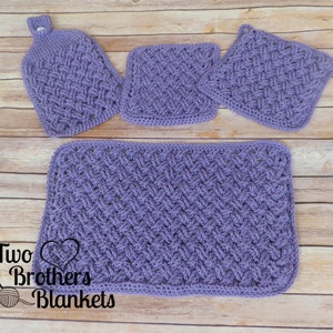 Kitchen Placemat Crochet Pattern, Celtic Weave Crochet Kitchen Set, Instant Download