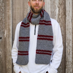 Men's Crochet Scarf Pattern, Dooley Scarf, Instant Download