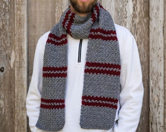 Men's Crochet Scarf Pattern, Dooley Scarf, Instant Download