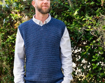 Men's Crochet Sweater Vest Pattern, Sylas Sweater Vest, Instant Download