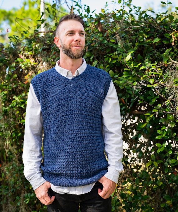 Men's Crochet Sweater Vest Pattern, Sylas Sweater Vest, Instant