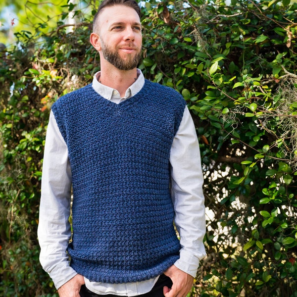 Men's Crochet Sweater Vest Pattern, Sylas Sweater Vest, Instant Download