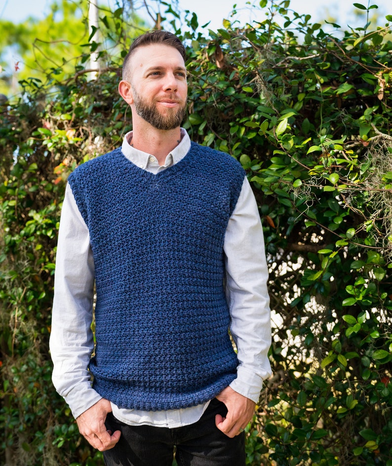 Men's Crochet Sweater Vest Pattern Sylas Sweater Vest image 1