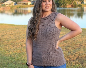 Easy Women's Crochet Tank Top, Sizes XS-5X, Top Down Workup, Cleopatra Tank, Instant Download