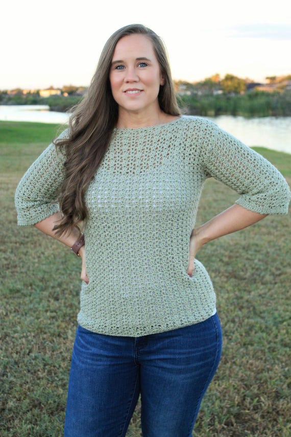 Women's Spring Crochet Sweater, Lacy Crochet Top, PDF Download, XS-5X