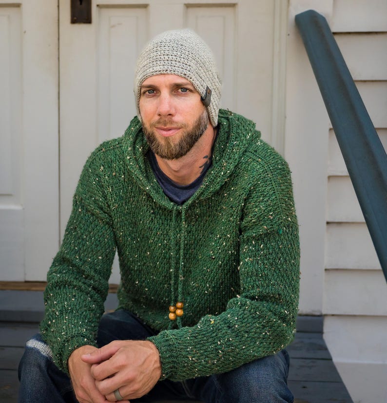 Men's Crochet Hoodie Pattern, Modern Crochet Hoodie, Alpine Crochet Stitch Sweater, Men's Crochet Sweater, S-5X, Instant Download PDF image 9