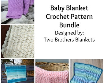 Crochet Baby Blanket Pattern Bundle, Five Baby Blanket Crochet Patterns, Instant Download