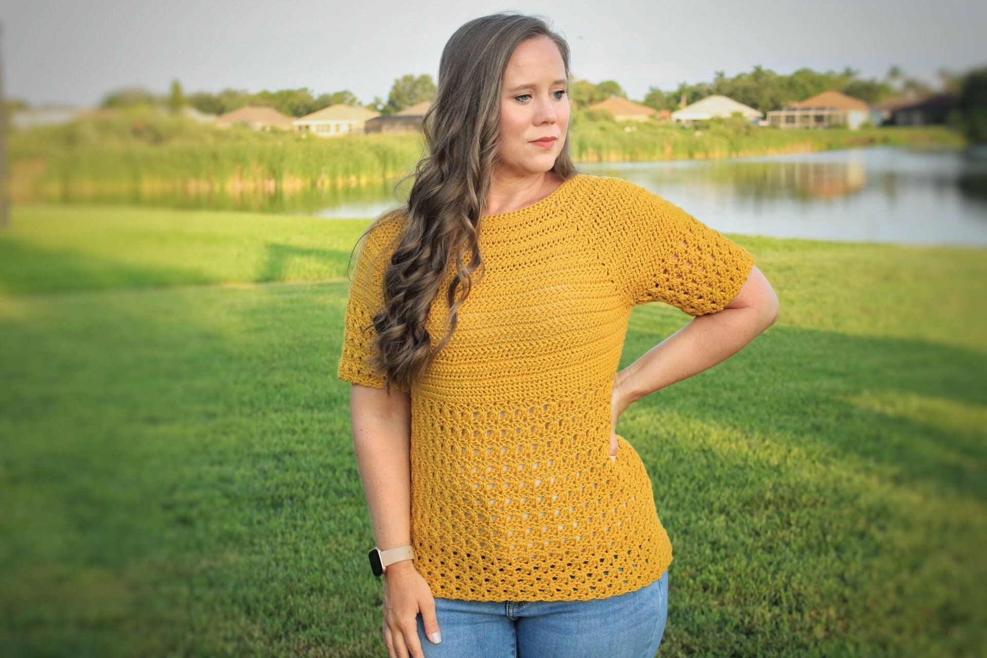 Crochet Top Pattern: Primrose Blouse, Raglan Yoke (PDF Download)