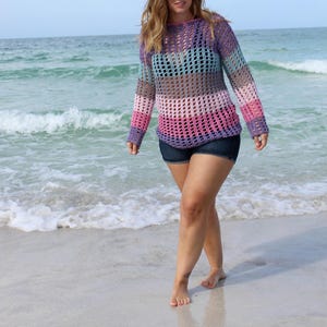 Crochet Summer Sweater Pattern, Crochet Beach Cover Up, Summer Tee, Sassy Summer Sweater, Crochet Top Pattern, Instant Download