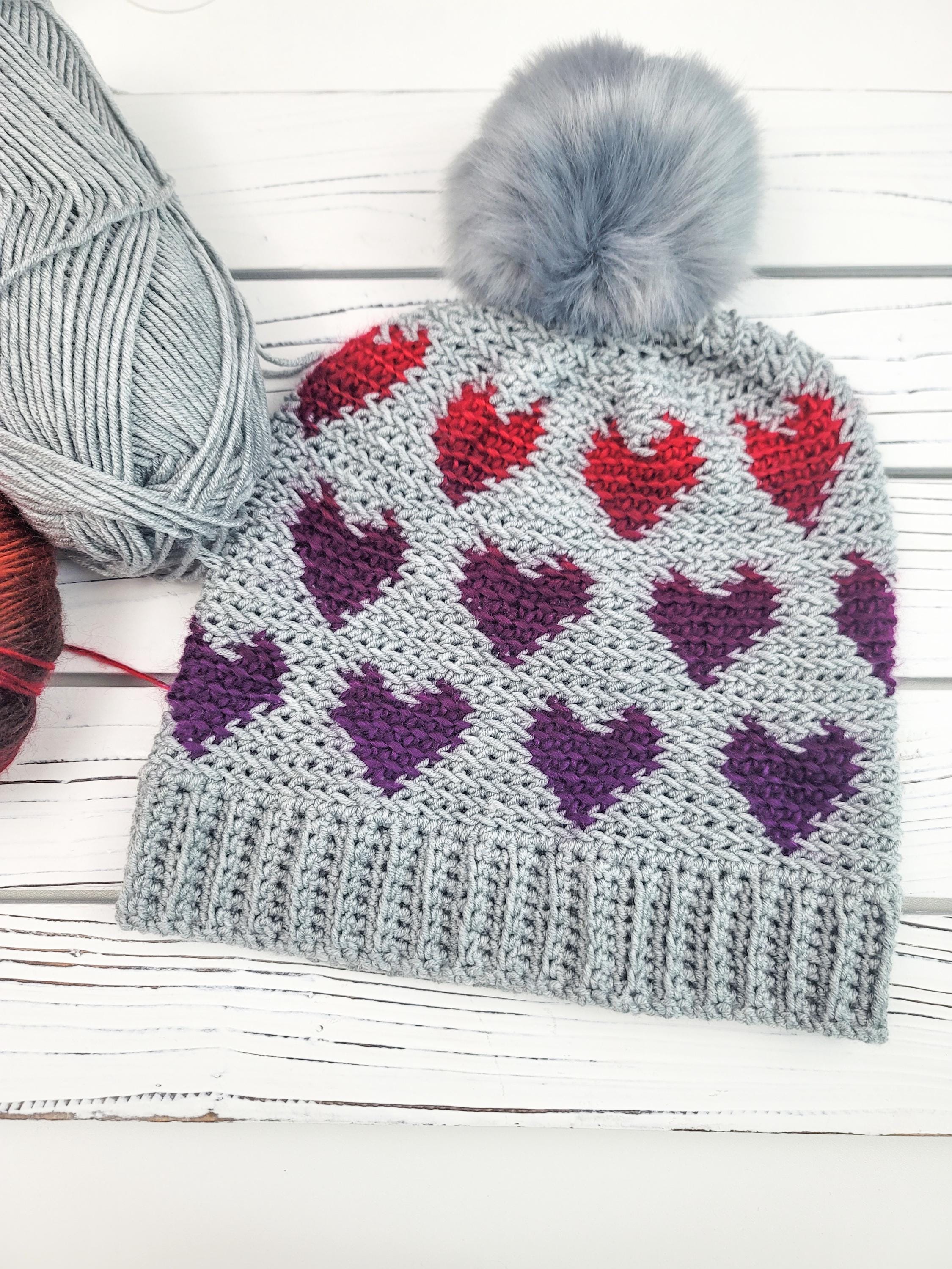 Crochet Heart Beanie Pattern: Fair Isle Valentine's Hat (instant
