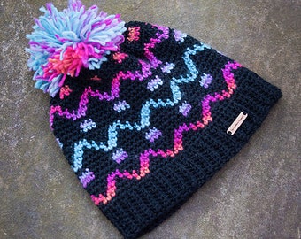 Fair Isle Hat Crochet Pattern, Unisex Hat, Winter Crochet Hat, Camden Hat, Instant Download