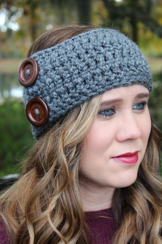 Earwarmer with Buttons Amelia Earwarmer Instant Download Chunky Earwarmer with Button Crochet Pattern