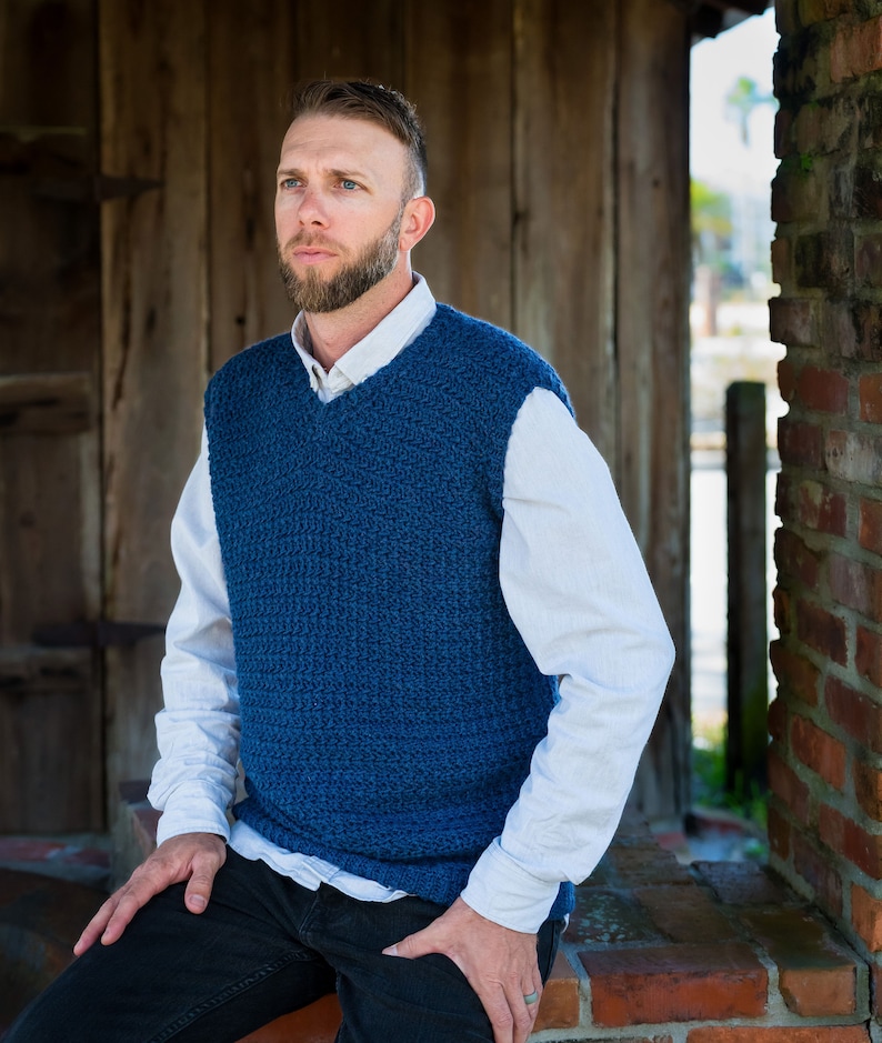 Men's Crochet Sweater Vest Pattern, Sylas Sweater Vest, Instant Download image 3