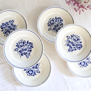 Set of 6 Badonviller dinner plates, vintage French, authentic, rare, countryside