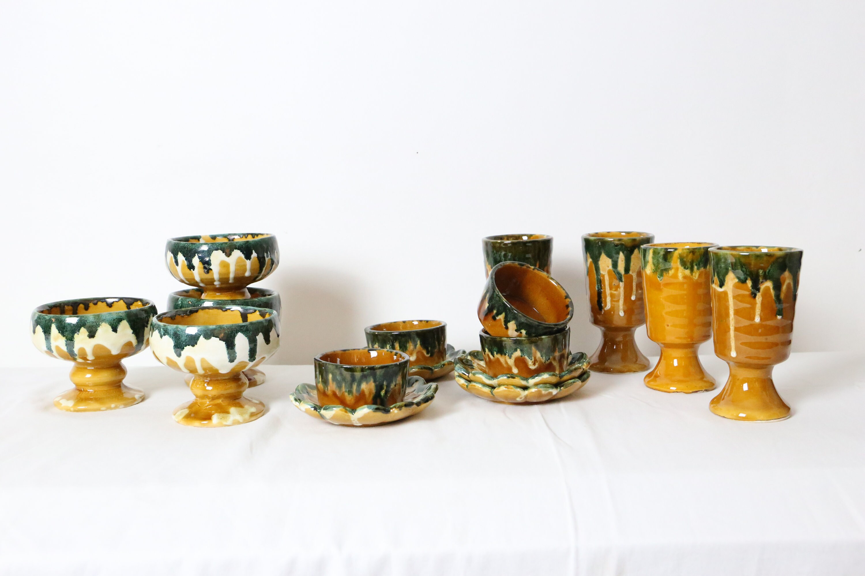 Service à Dessert Pour 4 Personnes, Poterie Maine, Vintage