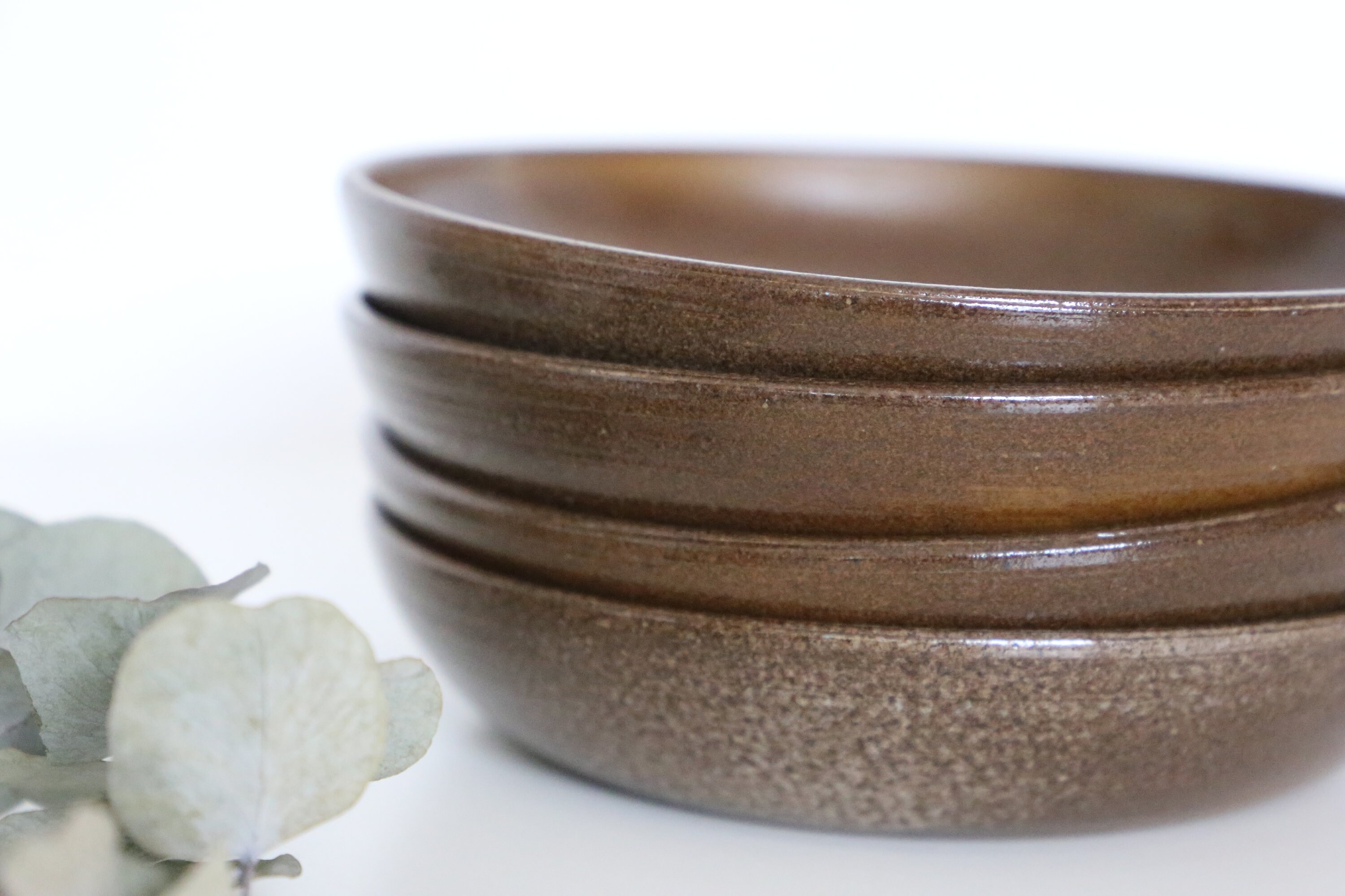 Assiettes Creuses X4, Poterie Artisanale, Grès, France