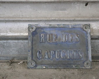 Antique street sign, cast iron, 19th century