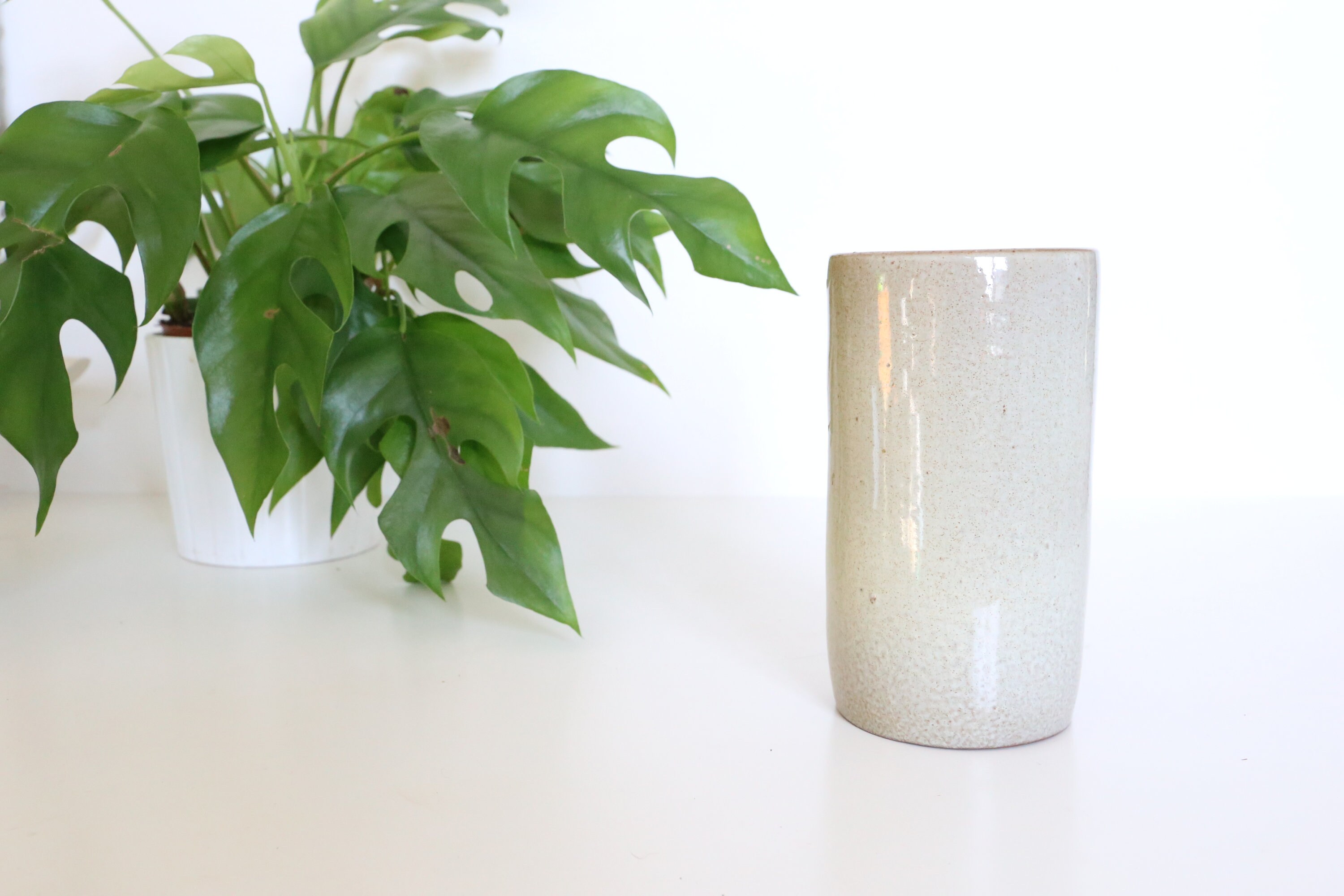 Vase en Céramique Fait Main, Vernissé, Marron, Vintage