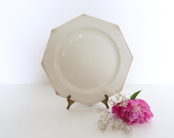 Creil and Montereau plates, 19th century, Perle model, ivory / lot 1