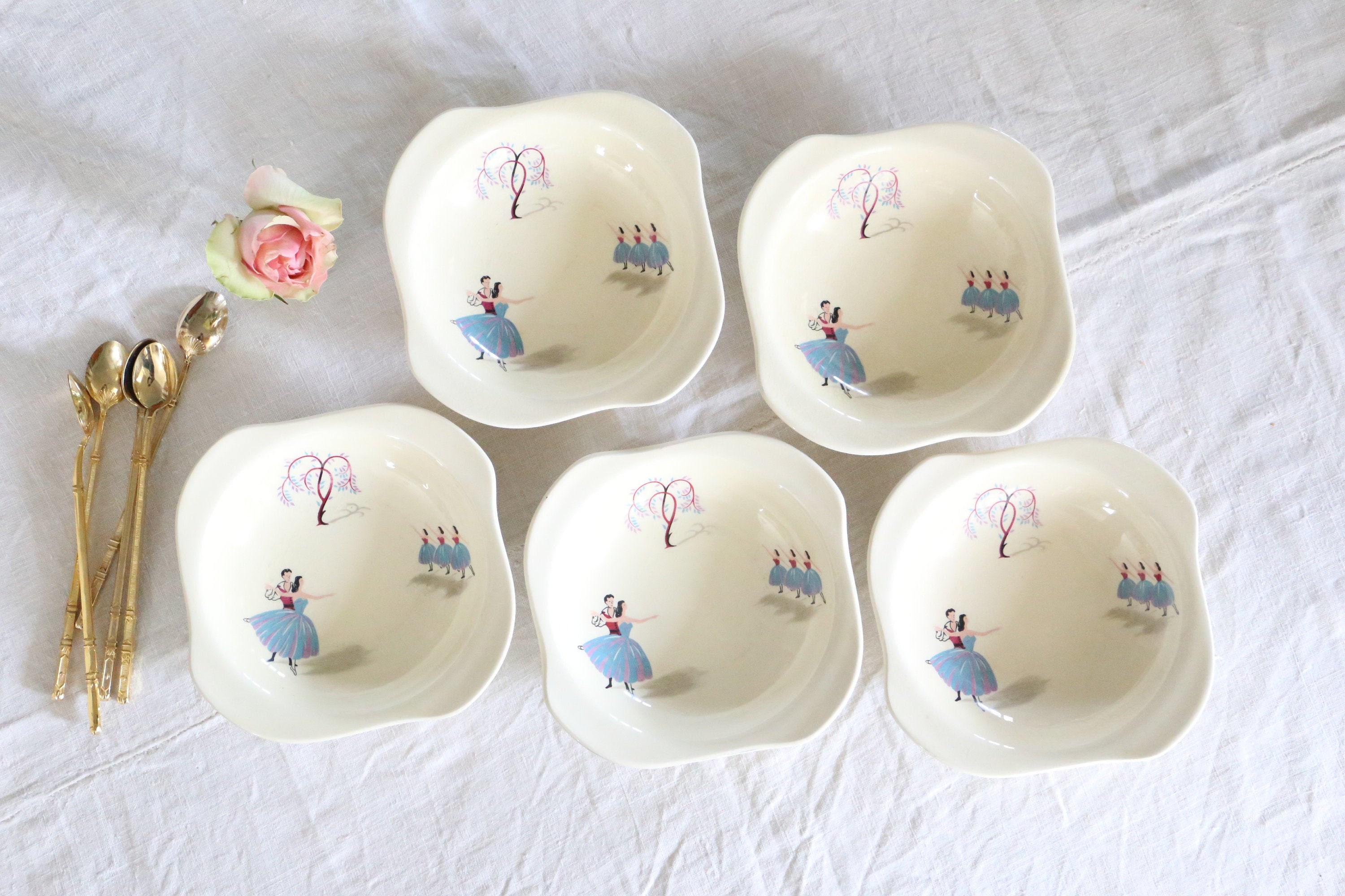 Ensemble de 5 Bols ou Coupes, Ballet By Beswick England, 1956