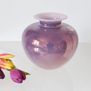 Iridescent glass ball vase, vintage, 1980 image 3