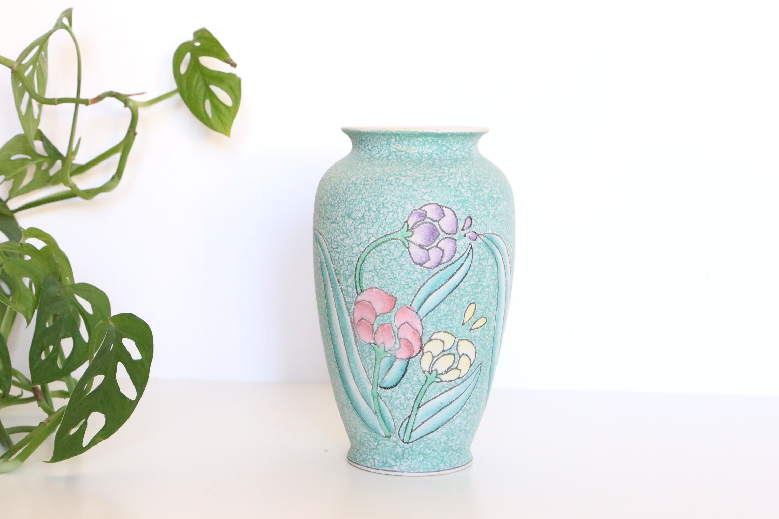 Vase en Céramique, Texture Granité, 1960, Vintage