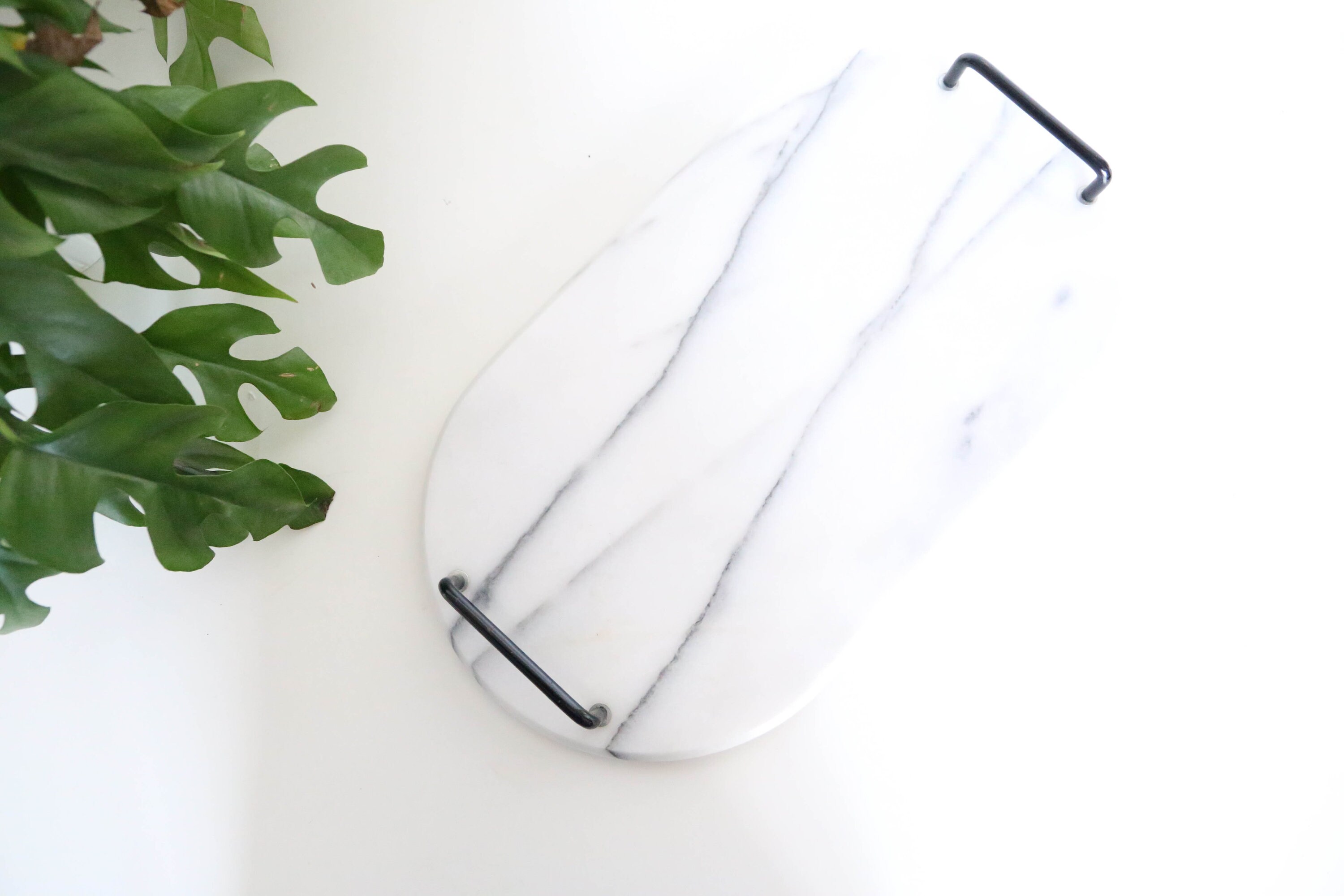 Plateau en Marbre et Métal, Vintage