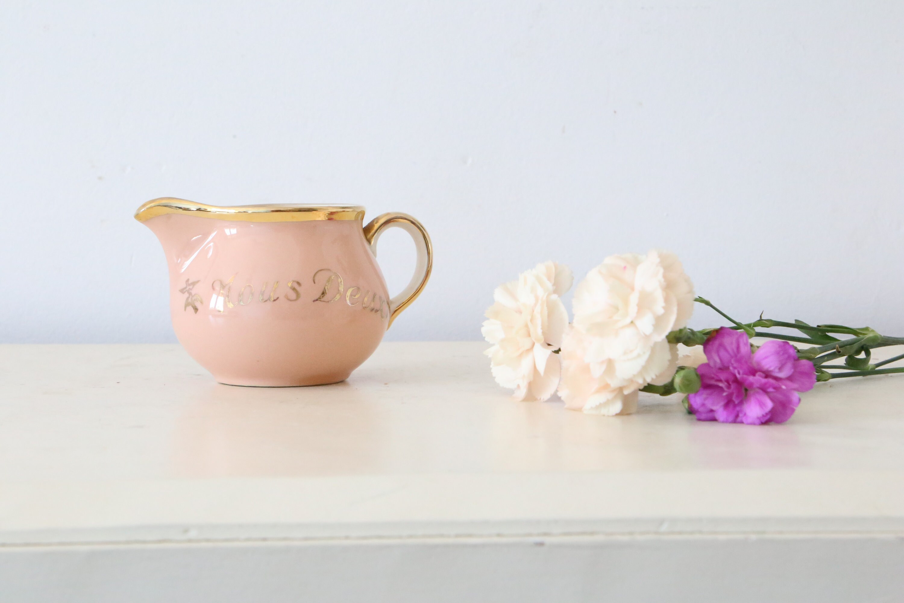 Crémier en Céramique Rose Villeroy et Boch, Petit Pot à Lait, Vintage, France, 1950