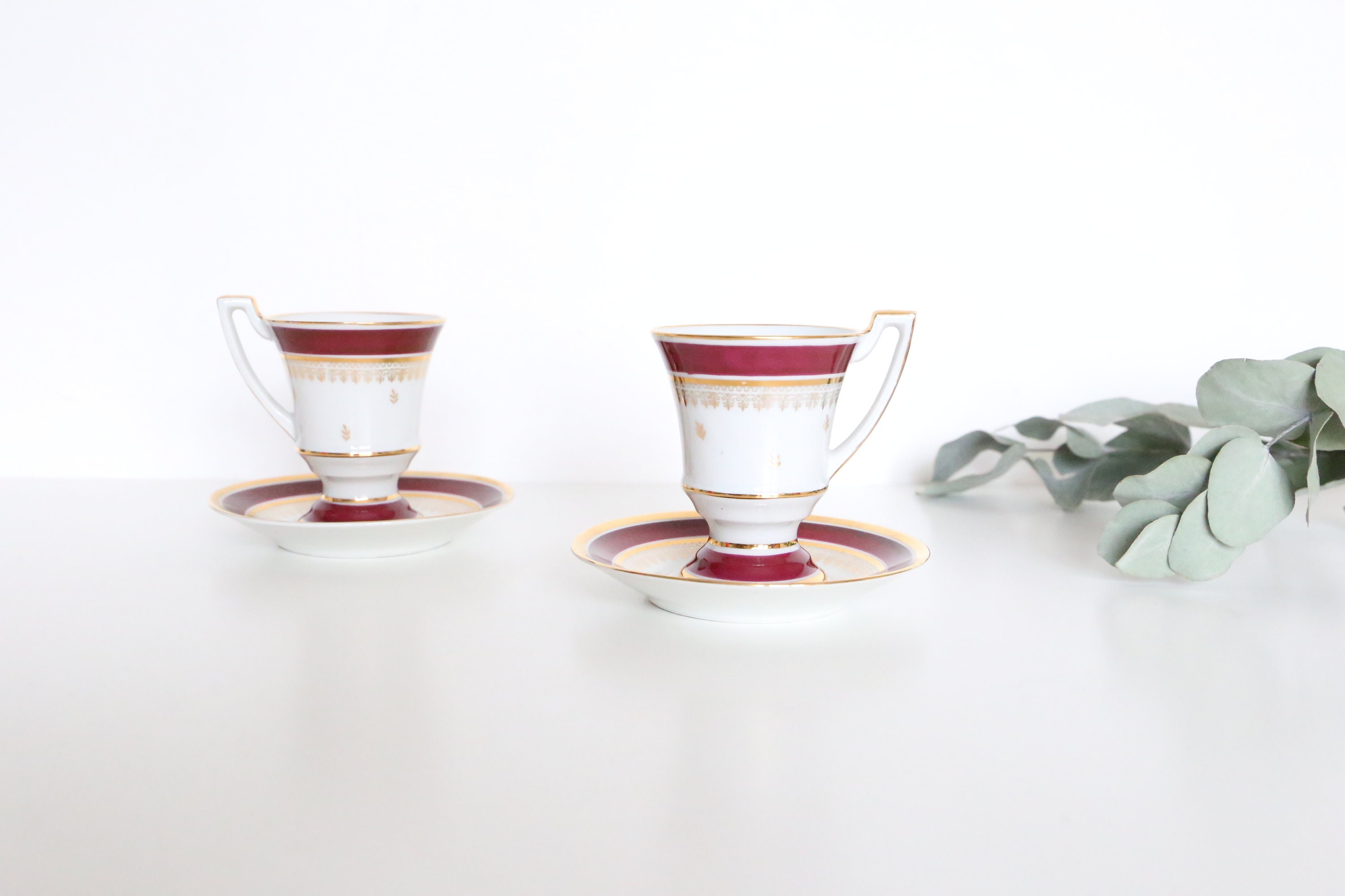 Tête à Tête, Duo de Tasses en Porcelaine Fine Luxe, Vintage