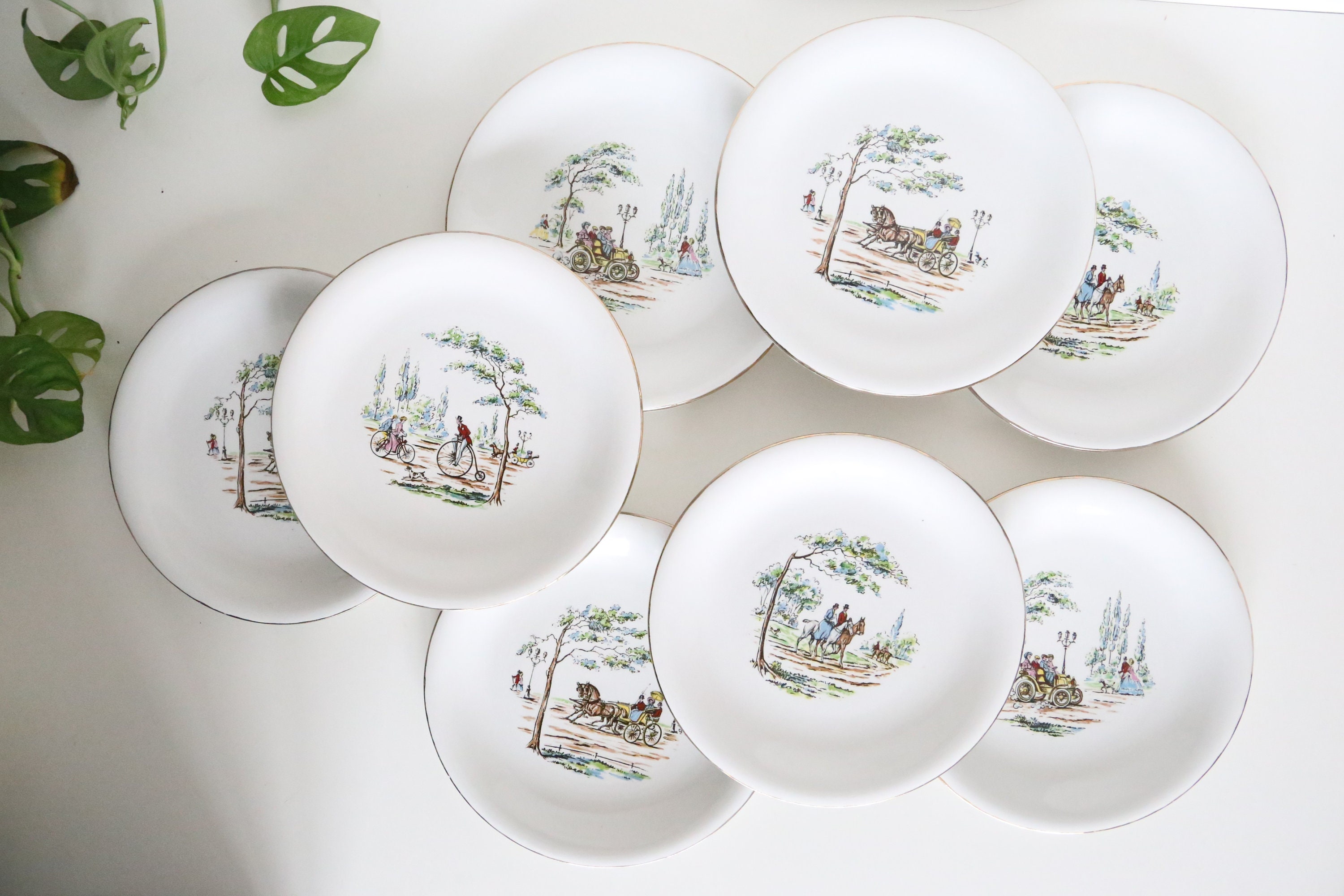 Set de 8 Assiettes à Dessert L'amandinoise, Vintage Français, Authentique