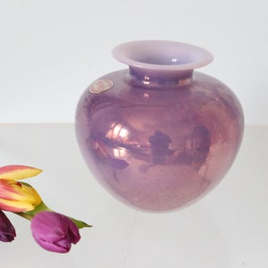Iridescent glass ball vase, vintage, 1980 image 5