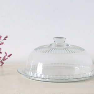 Vintage glass cheese bell and tray