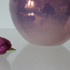 Iridescent glass ball vase, vintage, 1980 image 7