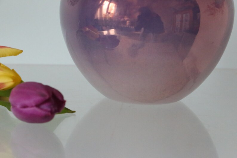 Iridescent glass ball vase, vintage, 1980 image 7