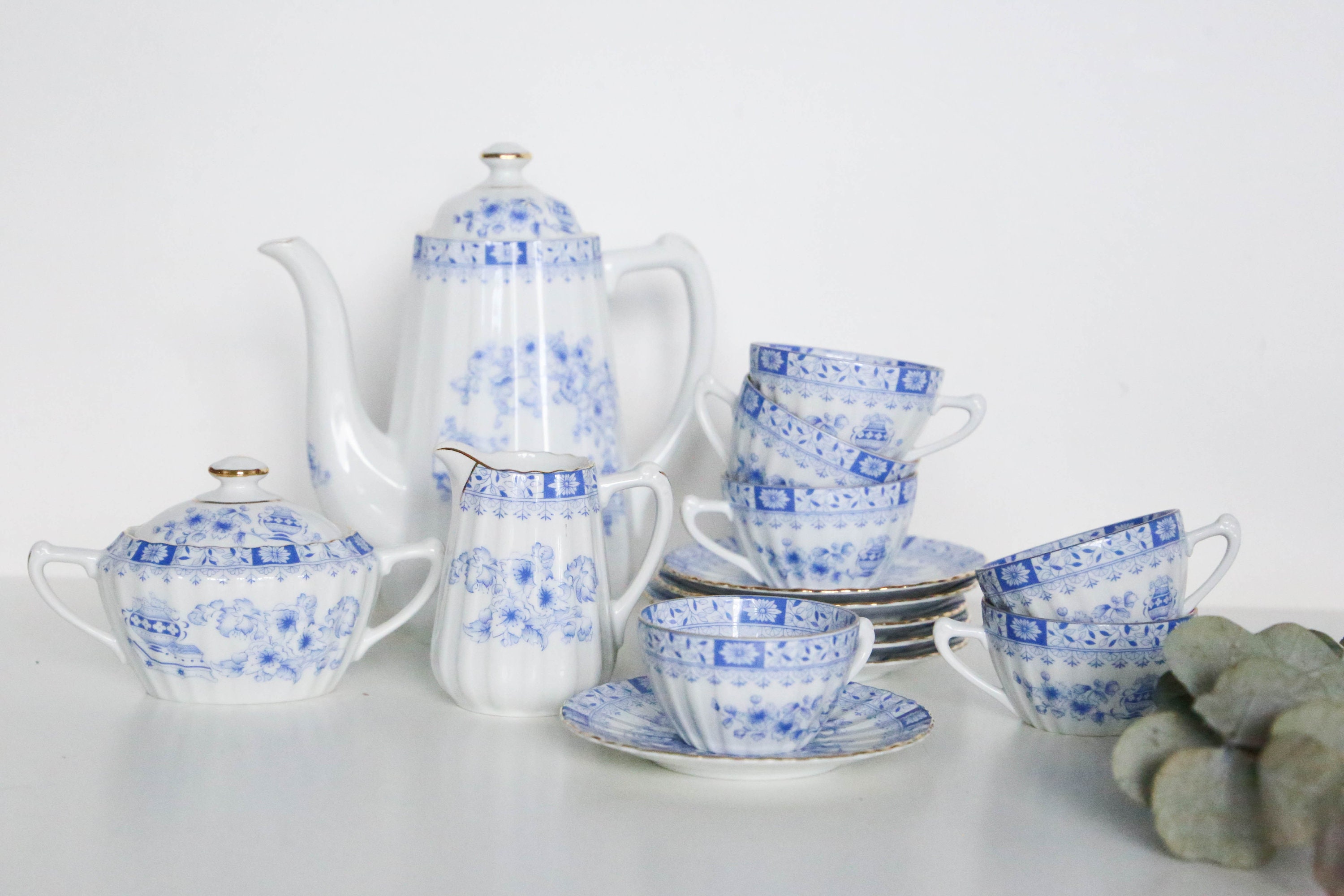 Service à Seltmann Weiden Bavaria China Blau, en Parfait État, Vintage