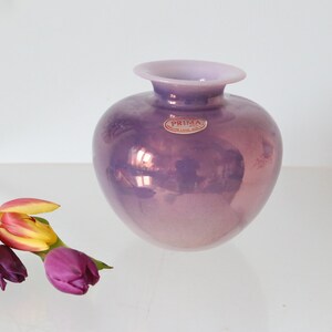 Iridescent glass ball vase, vintage, 1980 image 2
