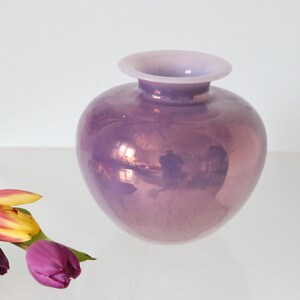 Iridescent glass ball vase, vintage, 1980 image 4