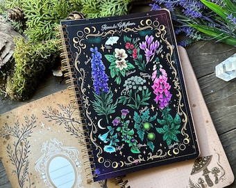 Poisonous plants nature illustration -Spiral Book- with 100 Sheets- perfect for your notes and spells &lt;3